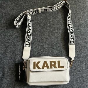 Karl Lagerfeld White Crossbody Bag with Gold Logo (NWT)